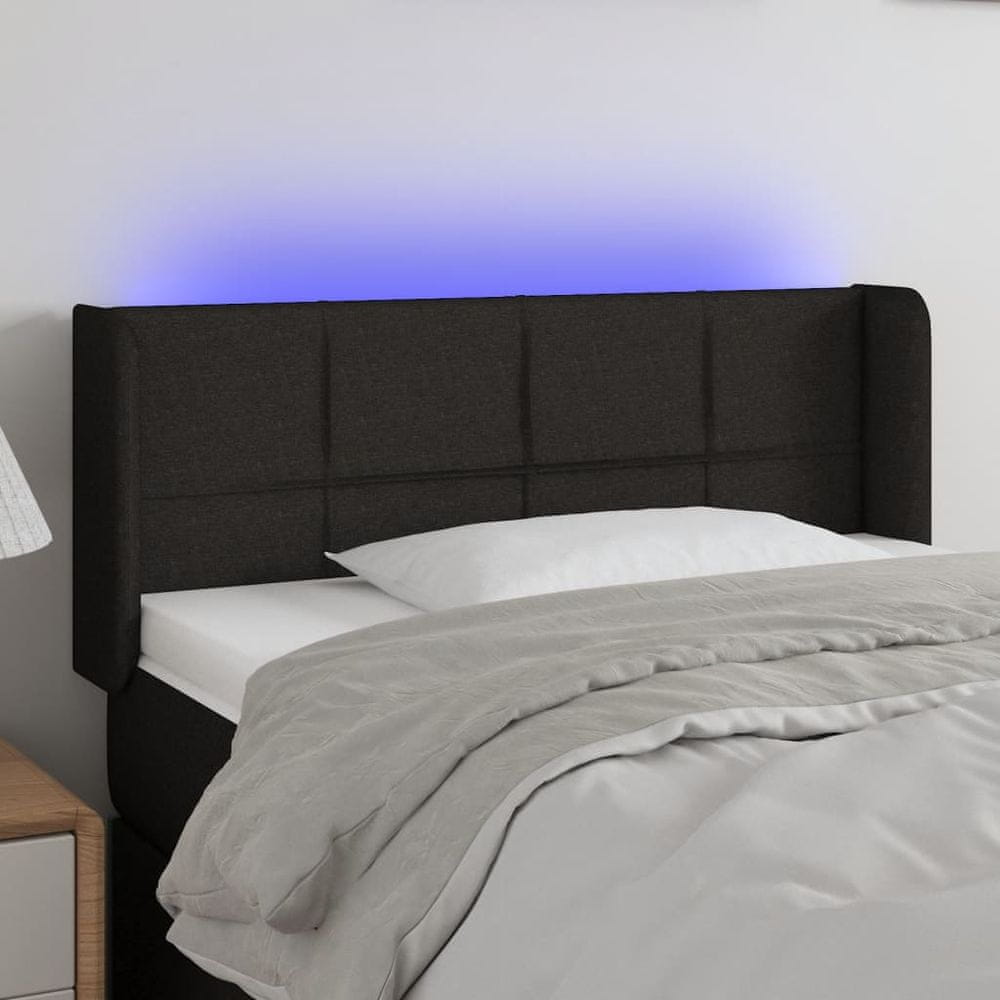 Vidaxl Čelo postele s LED čierne 103x16x78/88 cm látka